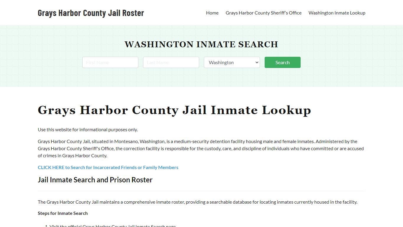 Grays Harbor County Jail Roster Lookup, WA, Inmate Search