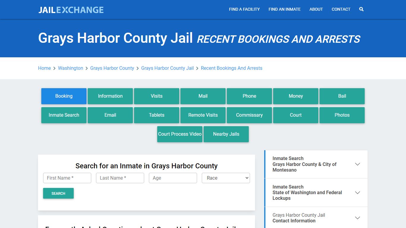 Grays Harbor County Jail Recent Bookings And Arrests